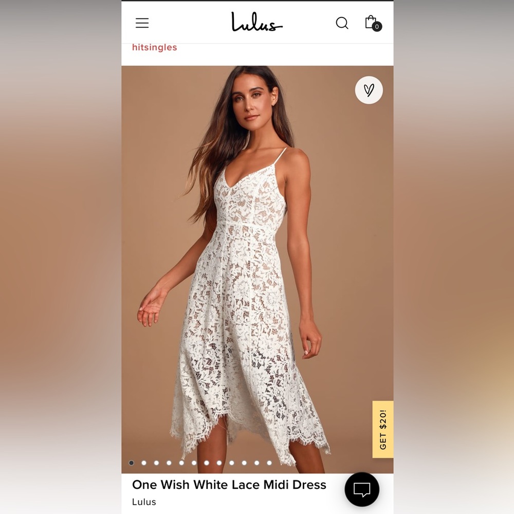 Lulus ‘One Wish White Lace Midi Dress’